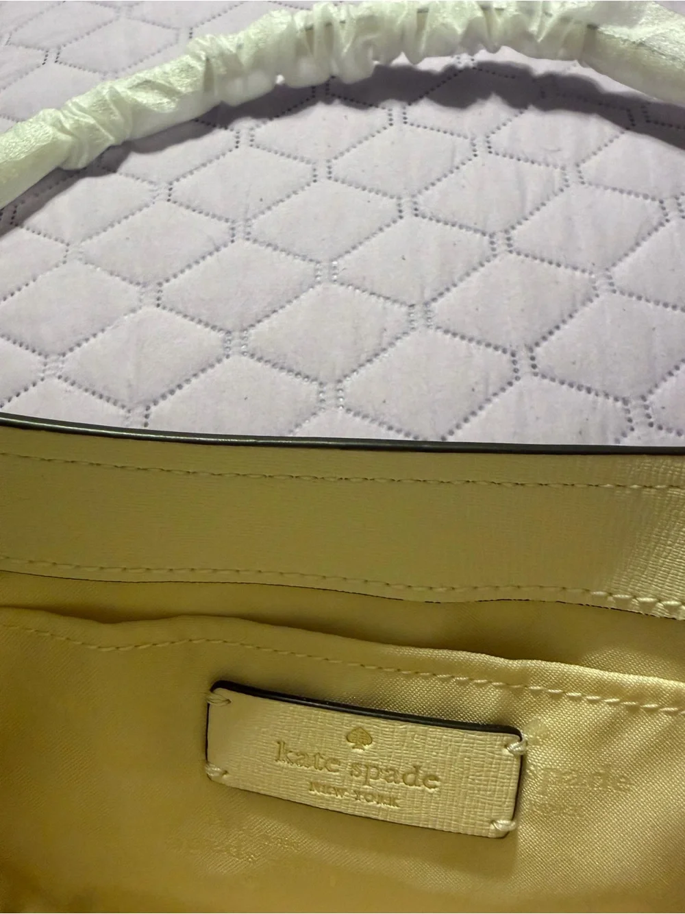 kate spade Cream Pebbled Leather Satchel with Gold Hardware